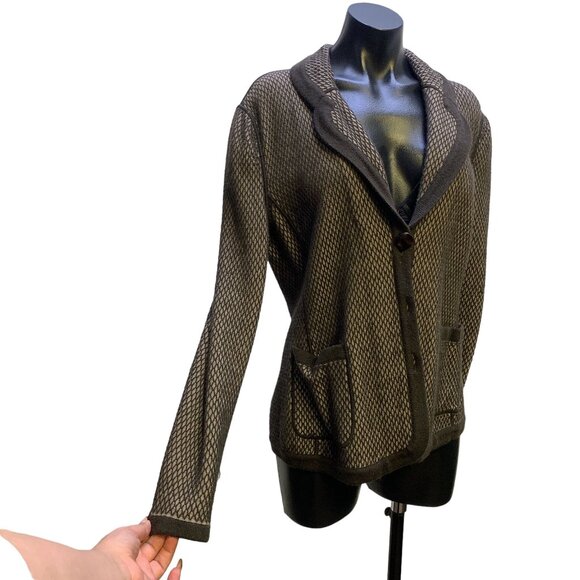 NWT Armani Vintage-Style Blazer Jacket Brown & Black Large Mesh Pattern 10 - Picture 2 of 8